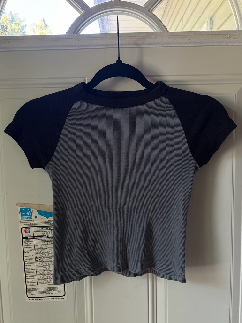 Brandy Melville "Ashlyn" Ribbed Raglan Two-Tone Baby Tee